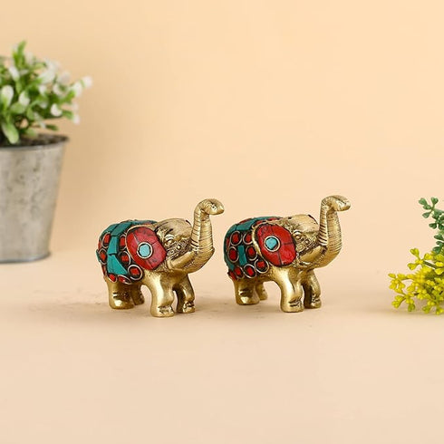 Brass Elephant Idol Pair